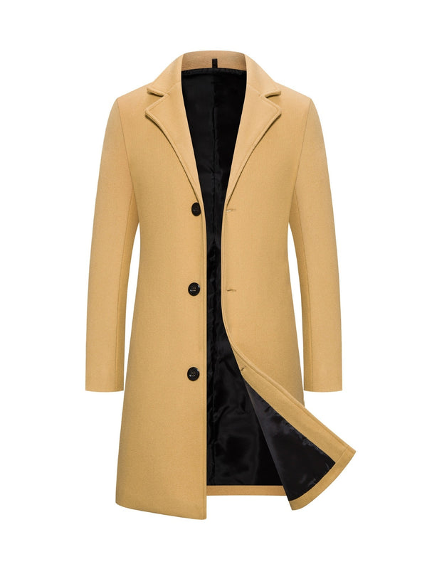Men's Woolen Slim-Fit Trench Coat