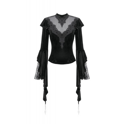 Dark in Love Gothic Velvet Lace High-Neck Top