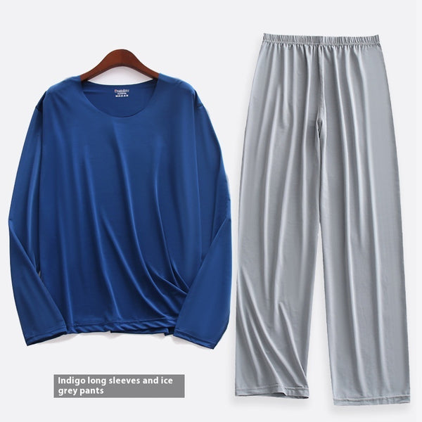 Ensemble Pyjama Homme Printemps-Été Ultra-fin à Manches Longues et Pantalon Capri
