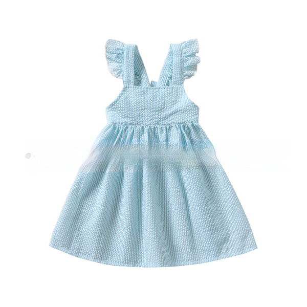 Robe d'été sans manches bouffante à volants pour bébé fille