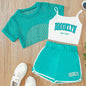 Summer New Mesh Shirt Short-Sleeve Top Pullover Three-Piece Set