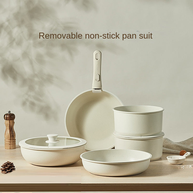 5-Piece Non-Stick Cookware Set with Detachable Handle