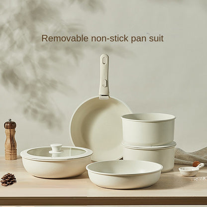 5-Piece Non-Stick Cookware Set with Detachable Handle