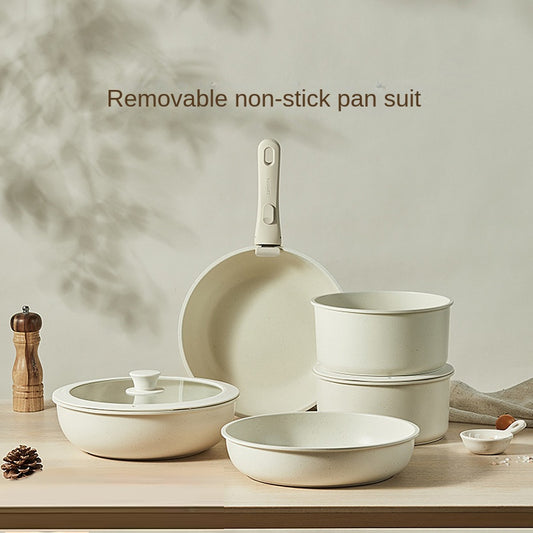5-Piece Non-Stick Cookware Set with Detachable Handle
