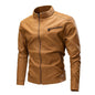 Manteau en cuir pour hommes, style motard décontracté, rétro, à coutures, pour le printemps et l'automne, transfrontalier