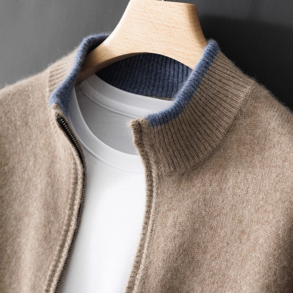 Mens Stand Collar Zipper Thickened Sweater - Stuffs & Savers