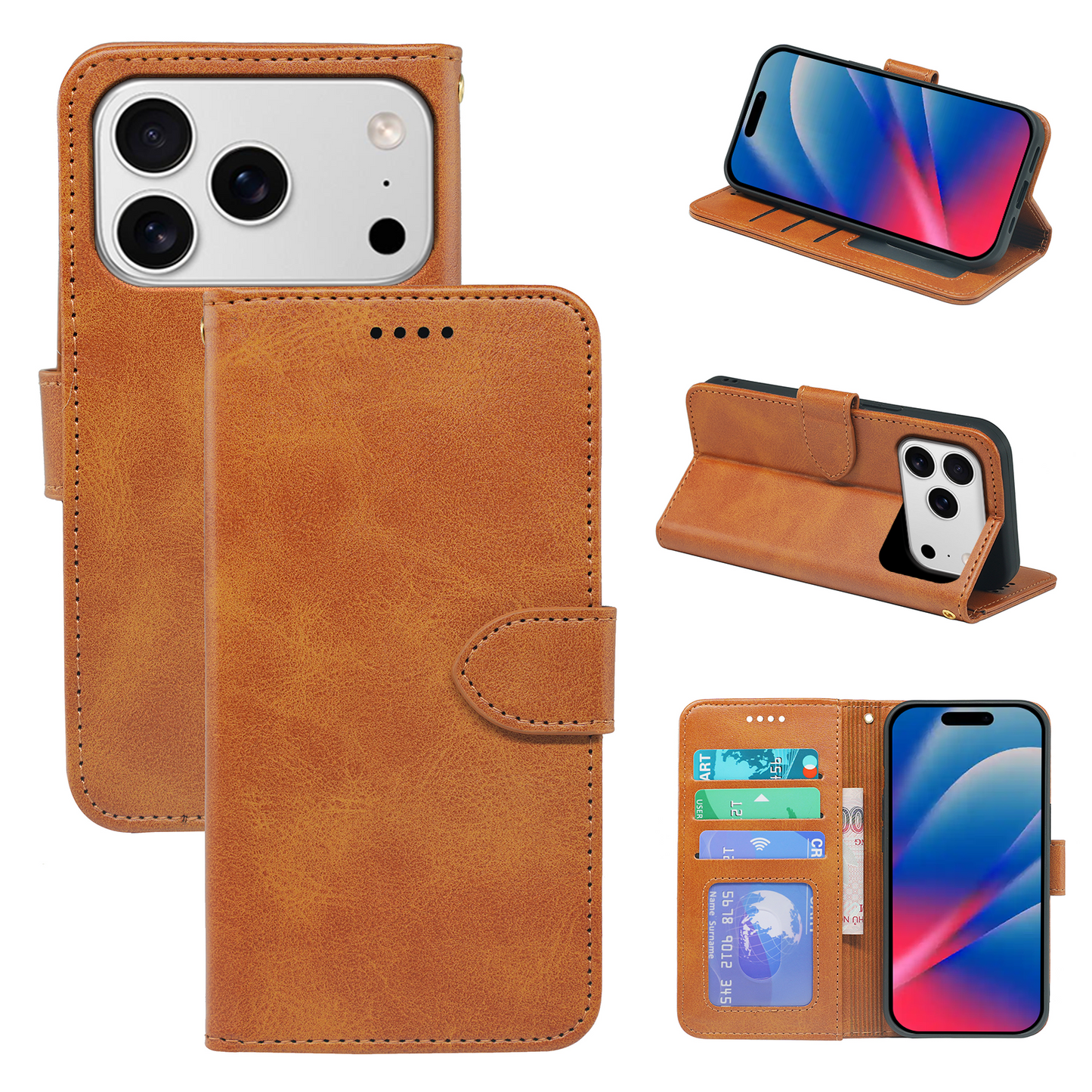Coque Portefeuille en Cuir avec Étui à Rabat pour iPhone 17 Series