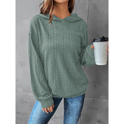 Women's Polyester Hooded Knitted Solid Color Hoodie