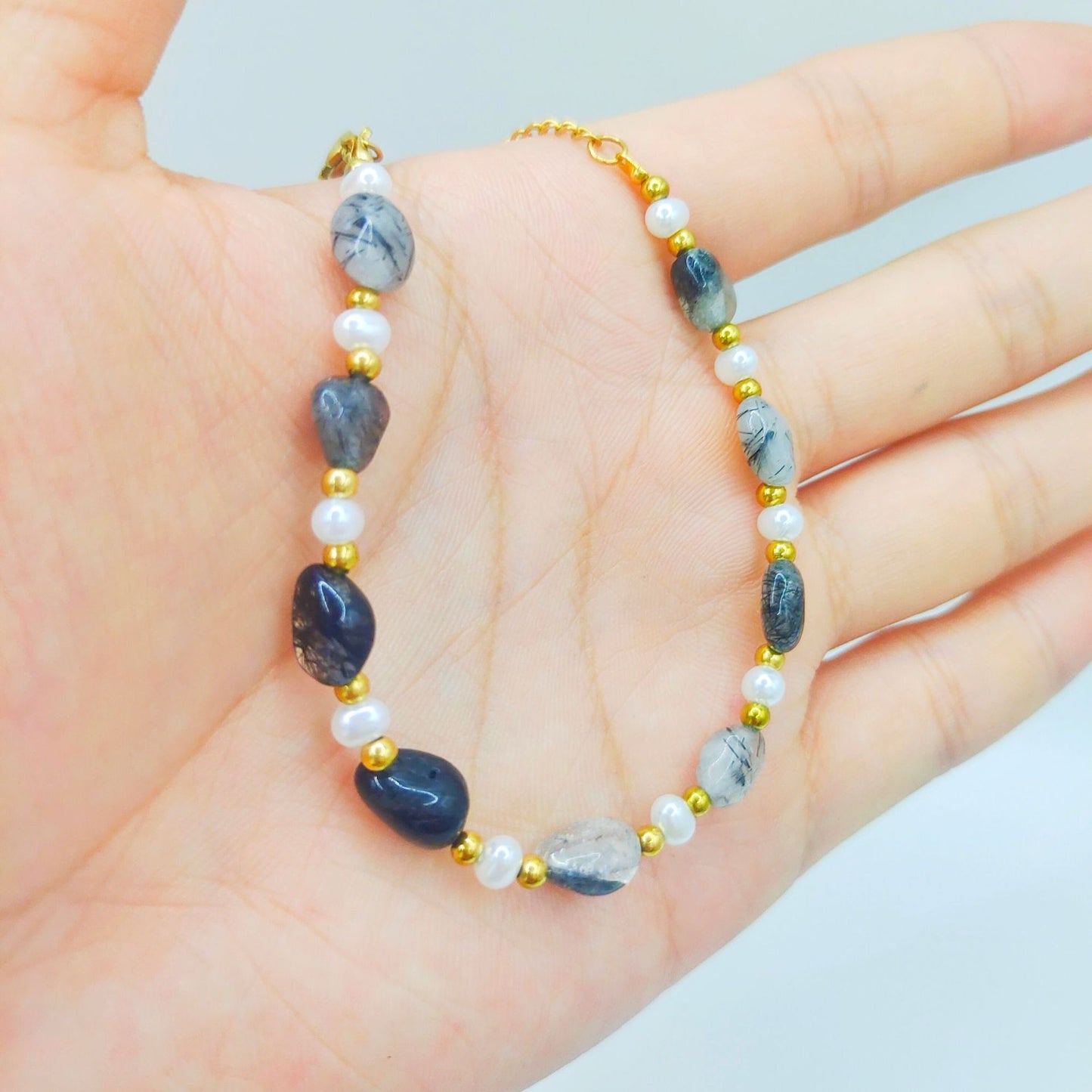 Fashion Cool Crystal Stone Pearl Bracelet
