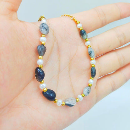 Fashion Cool Crystal Stone Pearl Bracelet