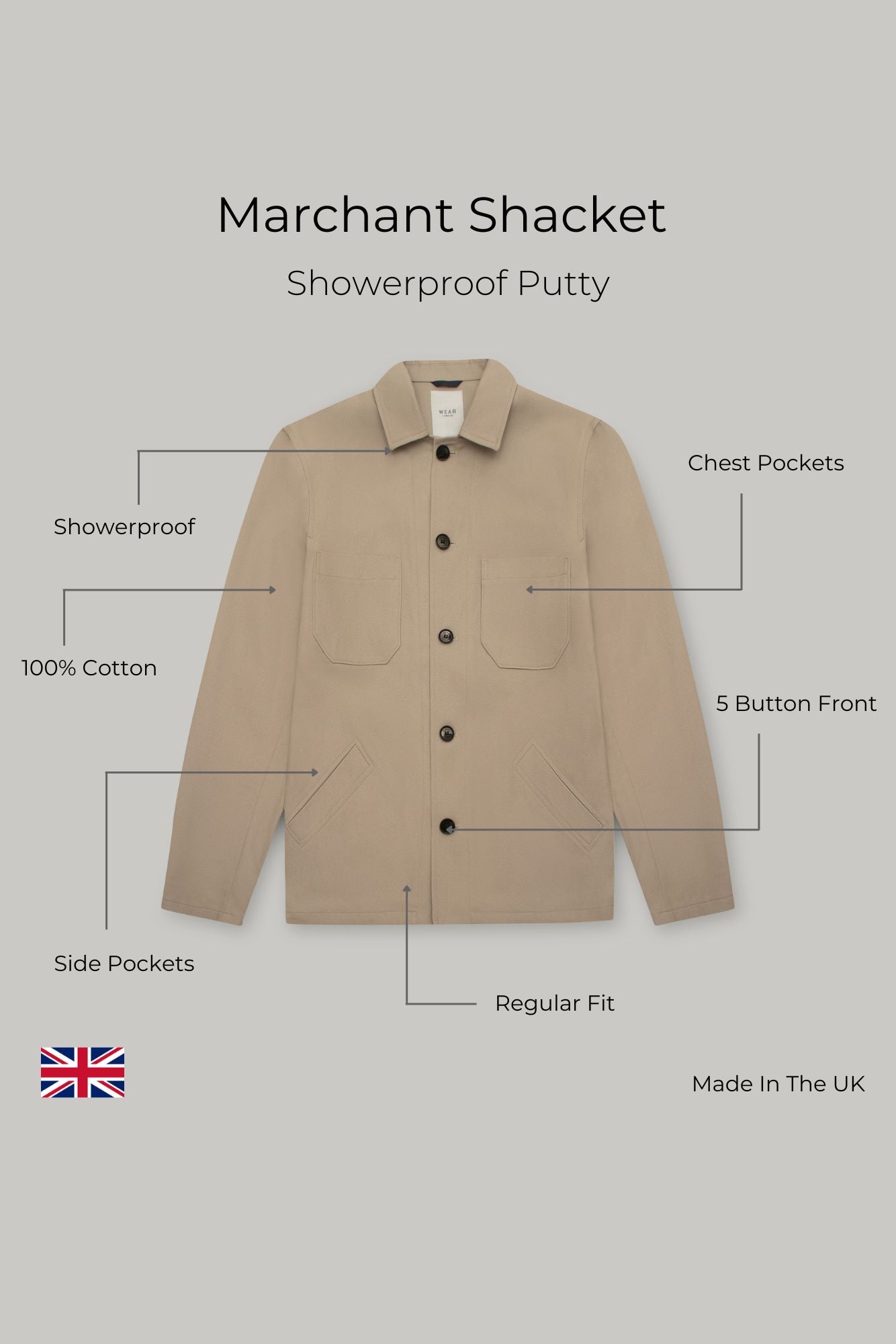 Marchant Unlined Shacket - Showerproof Putty