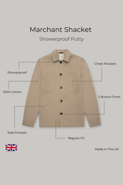 Marchant Unlined Shacket - Showerproof Putty