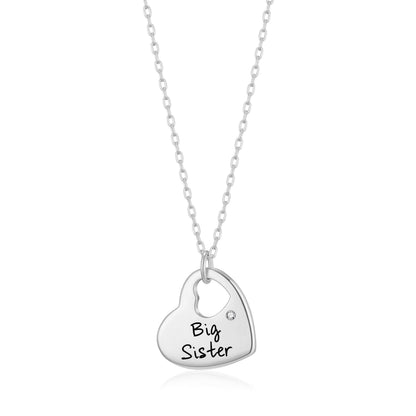 Big Sister Heart Necklace with Quote Card Created with Zircondia® Crystals