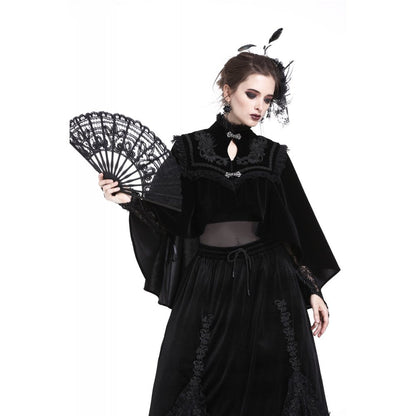 Dark in Love Gothic Elegance Black Lace Fan – Victorian-Inspired Accessory