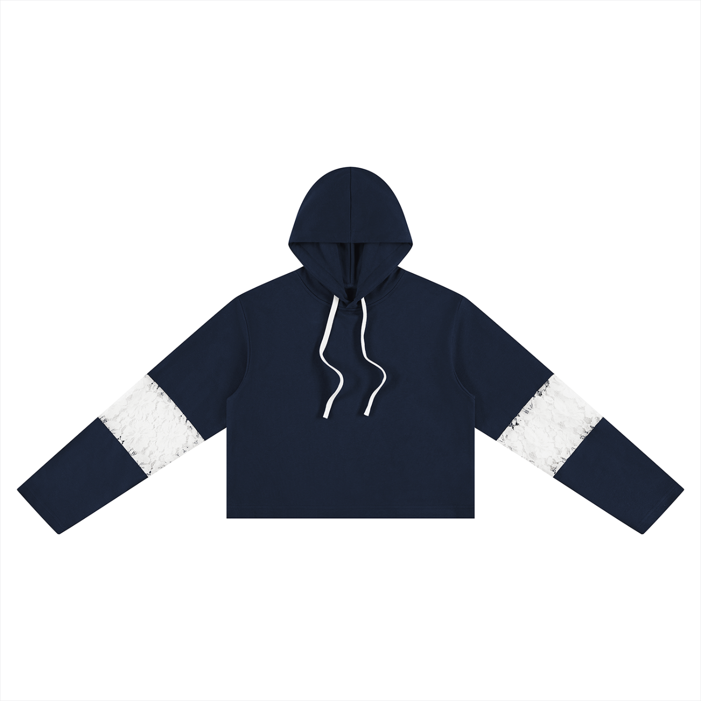 Women’s Cropped Lace-Panel Hoodie