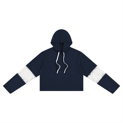 Women’s Cropped Lace-Panel Hoodie