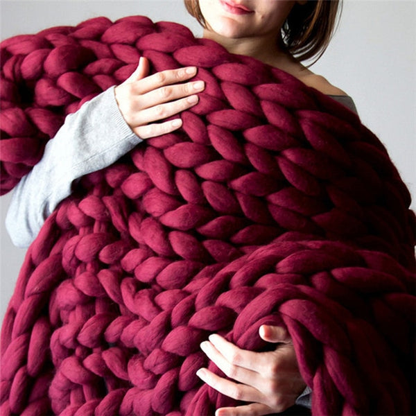 Chunky Knit Cotton Throw Blanket