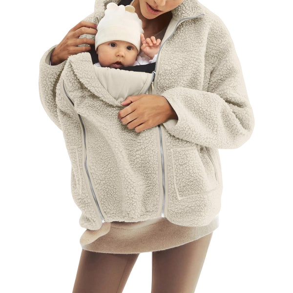 Fleece High Neck Relaxed Fit Women's Coat