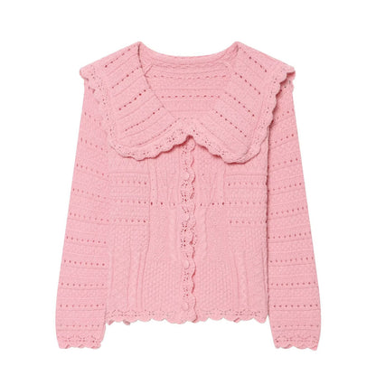 wave collar knitted sweater