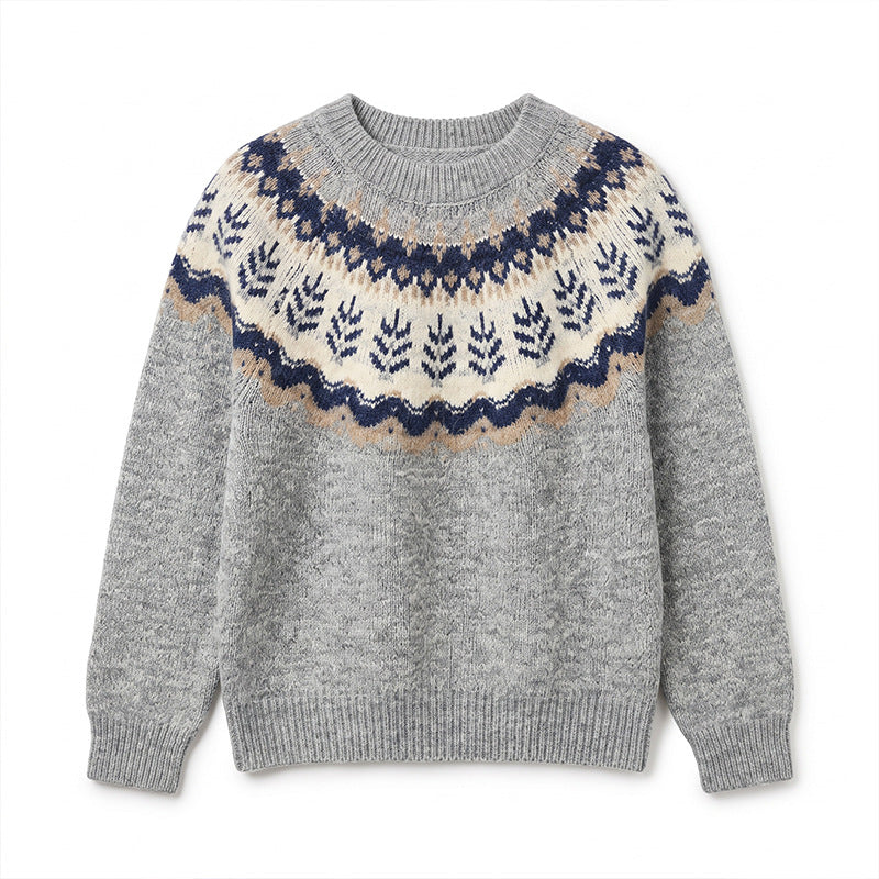 Round neck long sleeved sweater