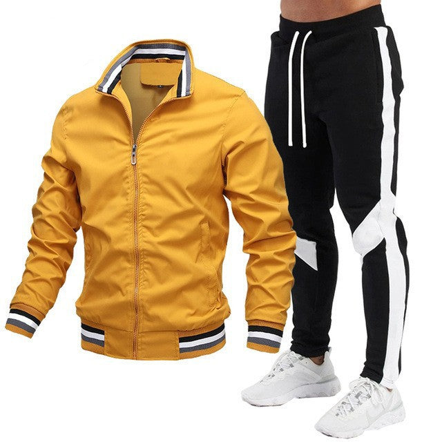 Men's Casual Outdoor Baseball Jacket Set