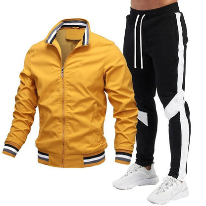 Men's Casual Outdoor Baseball Jacket Set
