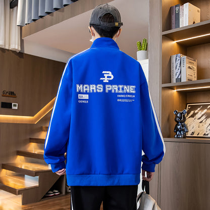 Men's Trendy Long Sleeve Lapel Hooded Loose Fit Sweatshirt Jacket