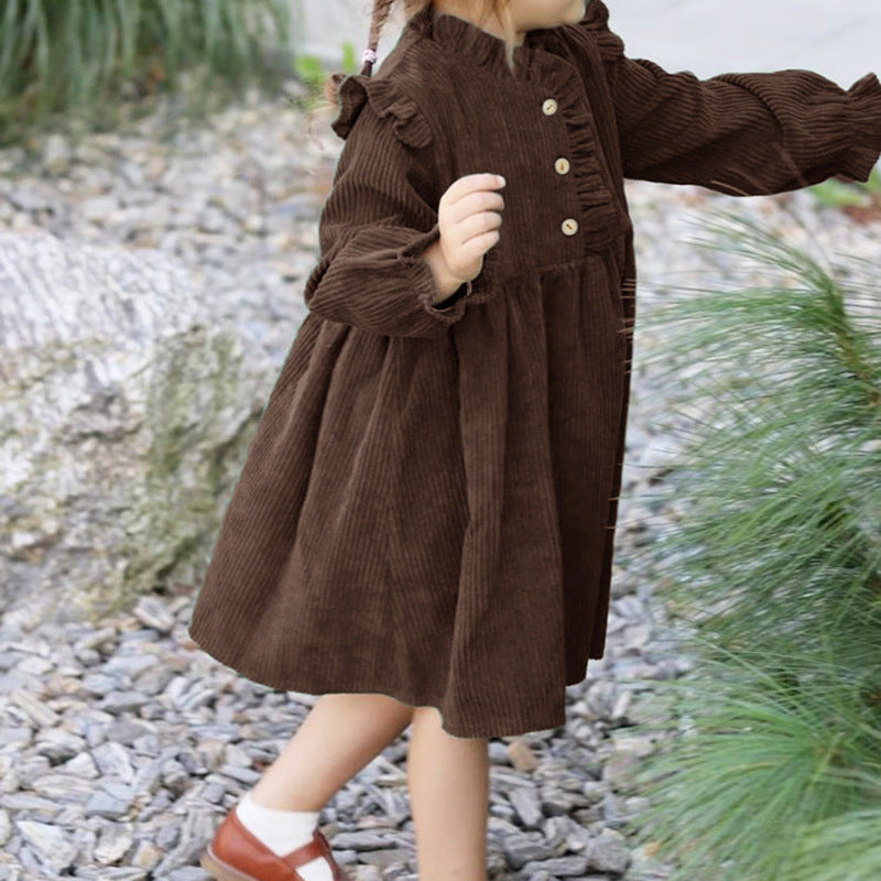 Autumn and winter lace collar long sleeved skirt