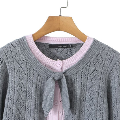 Women's Color-Block Argyle Cardigan Sweater