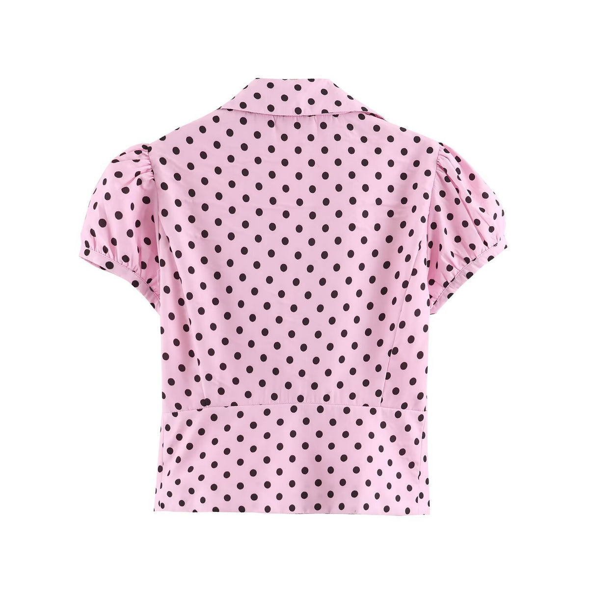 Two button polka dot short sleeved shirt for women