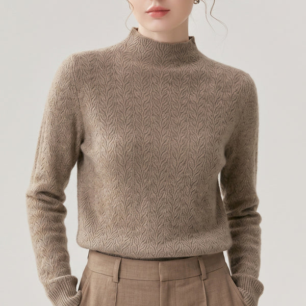Half high neck solid color sweater