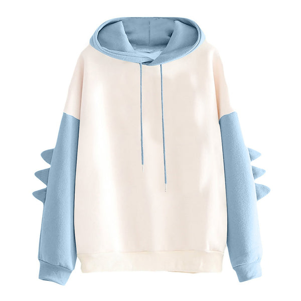 Cartoon dinosaur contrasting Korean version hoodies