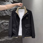 Color-Block Double Layer Stand Collar Short Jacket