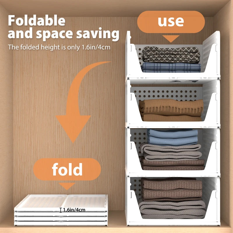 4 Pack Plastic Closet Organizer Bins