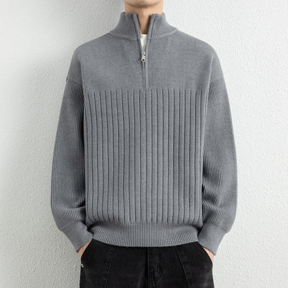 Men's  Relaxed Fit Stand Collar Knitted Jacket