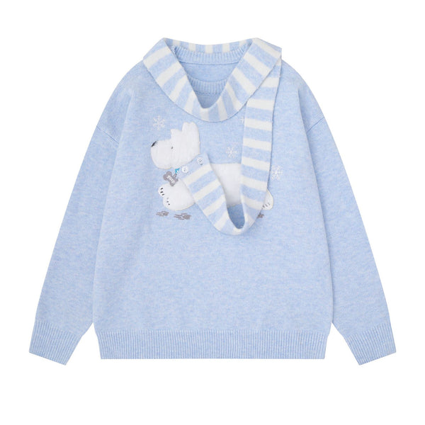 Cartoon Dog Embroidery Sweater Women