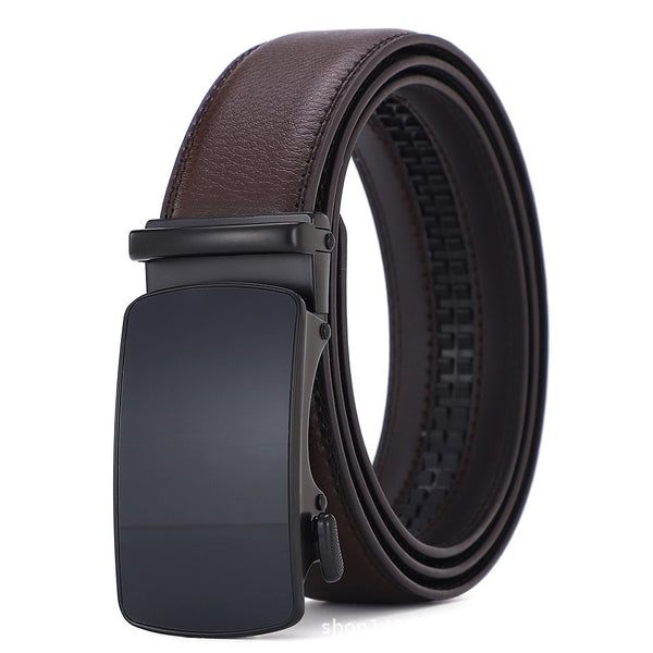 Men's high-end automatic buckle two-layer cowhide belt