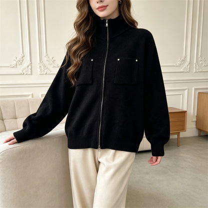 zipper long sleeved sweater