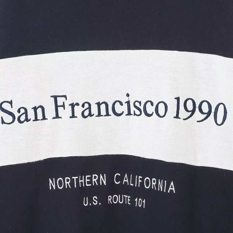 Simple and versatile text embroidered hoodie