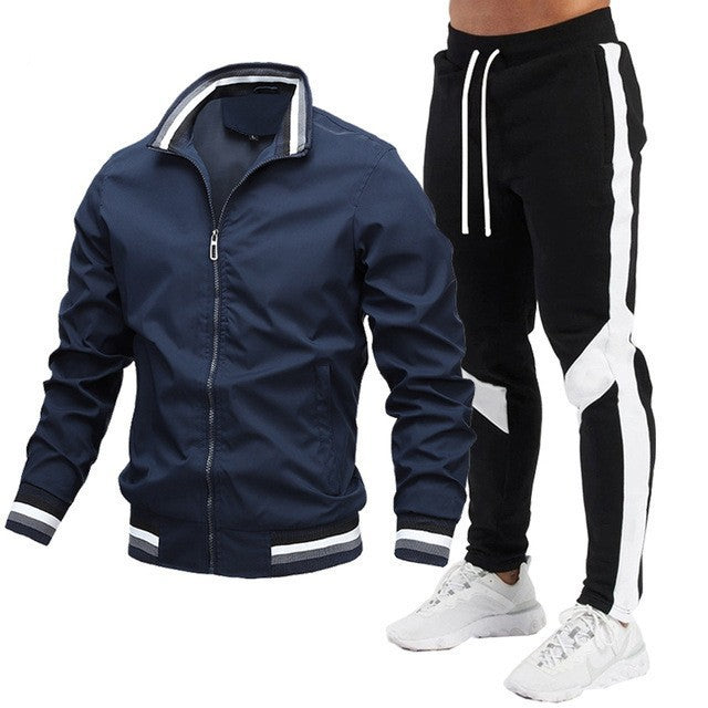 Men's Casual Outdoor Baseball Jacket Set