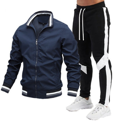 Men's Casual Outdoor Baseball Jacket Set