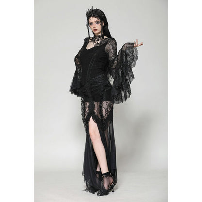 Haut Zuri gothique romantique en dentelle à manches cloche et poignets superposés Dark in Love