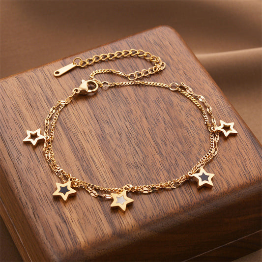 Double Layer Pentagram Titanium Steel Bracelet