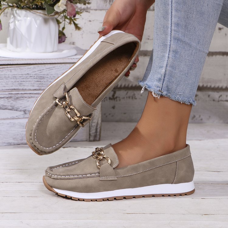 Chaussures décontractées pour femmes à plateforme à enfiler et bout rond, style mode