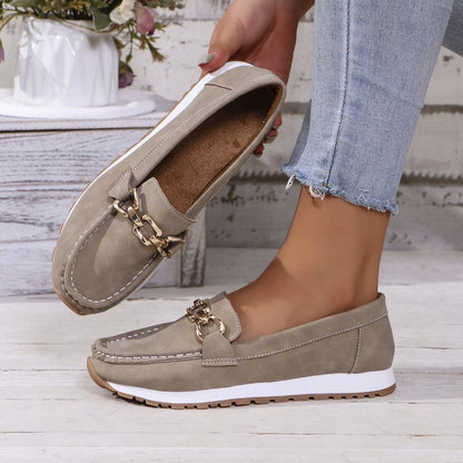 Chaussures décontractées pour femmes à plateforme à enfiler et bout rond, style mode