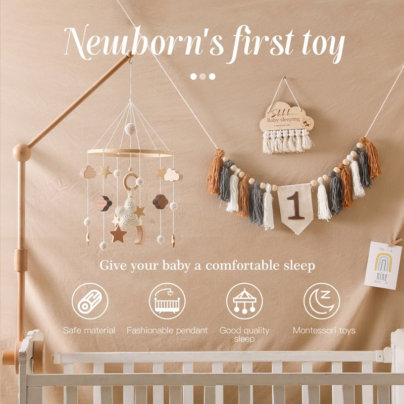 Hand Crocheted Wooden Nursery Wall Hanging