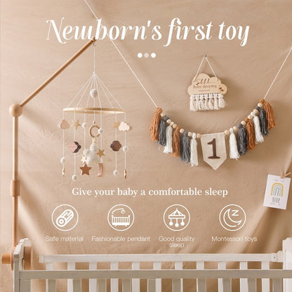 Hand Crocheted Wooden Nursery Wall Hanging