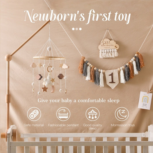 Hand Crocheted Wooden Nursery Wall Hanging
