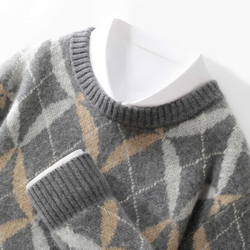 Mens wool Round Neck Multicolor Thick Loose sweater