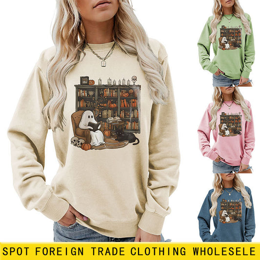 Womens Bookshelf Ghost Sweater